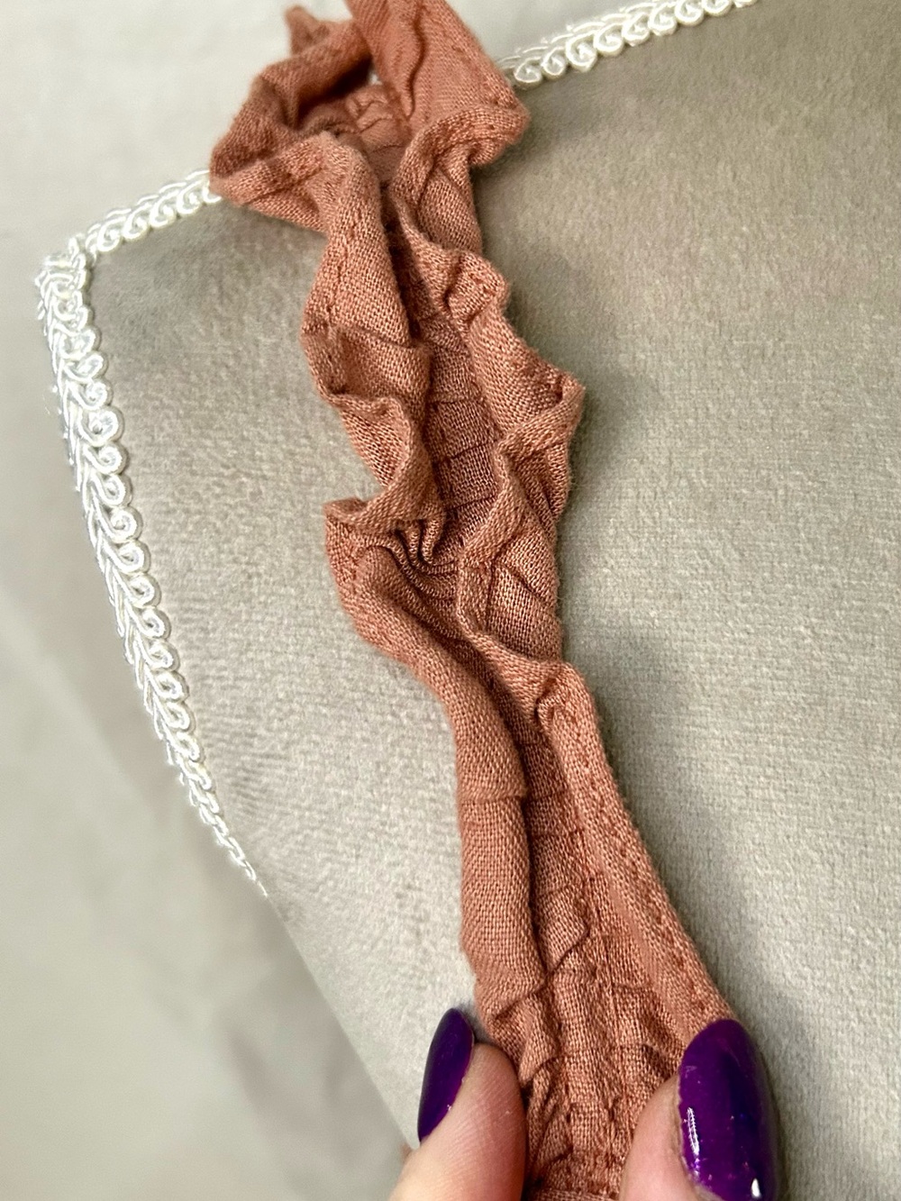 Zara Terracotta Ruffle Bow Linen/Cotton Blend Midi Dress, Size S - Picture 4 of 16